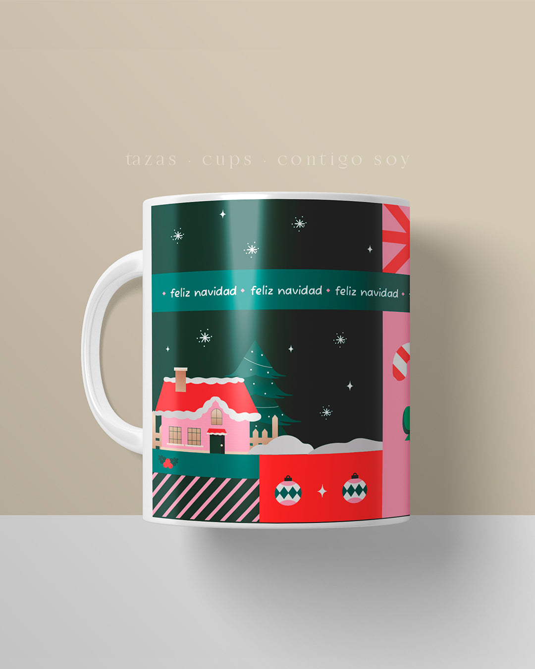 Feliz Navidad ☆Taza Ilustrada Contigo Soy ♡