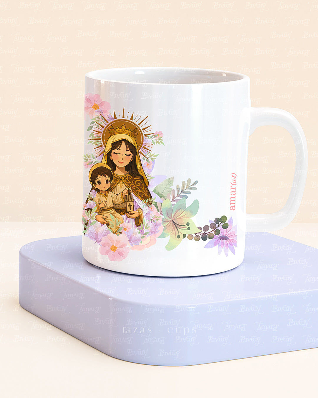 “Amar y Creer by Amarat” la fe que te abraza ☆Taza Ilustrada ♡