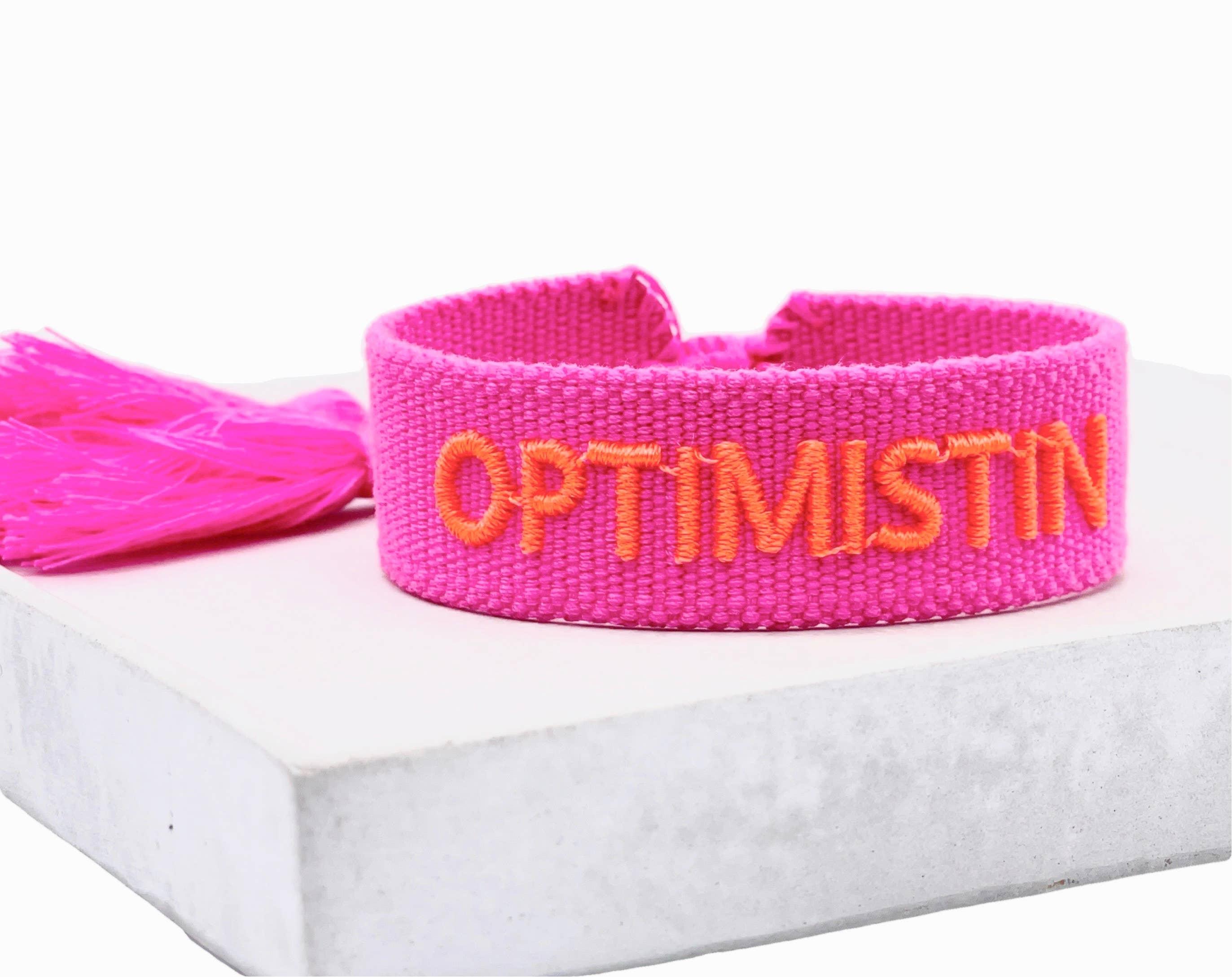 Pulsera llamativa OPTIMISTIN tejida y bordada - contigosoy