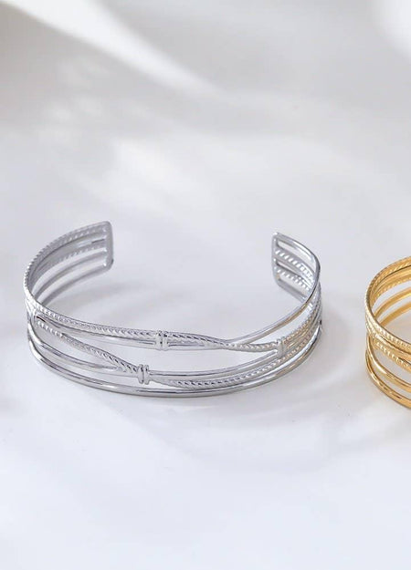 Brazalete (pulsera) con líneas de plata - contigosoy