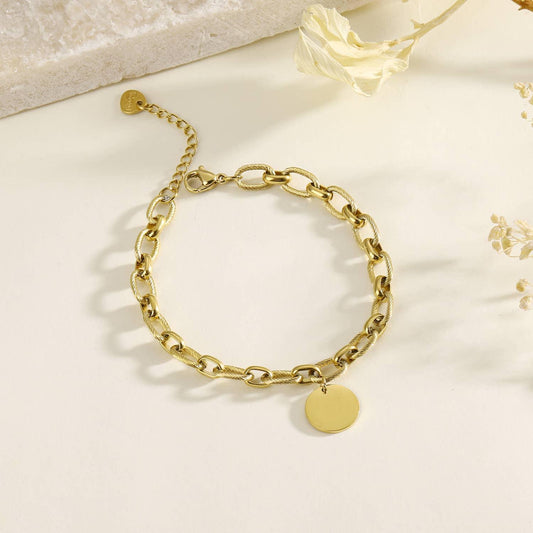 Pulsera de eslabones con colgante redondo - contigosoy