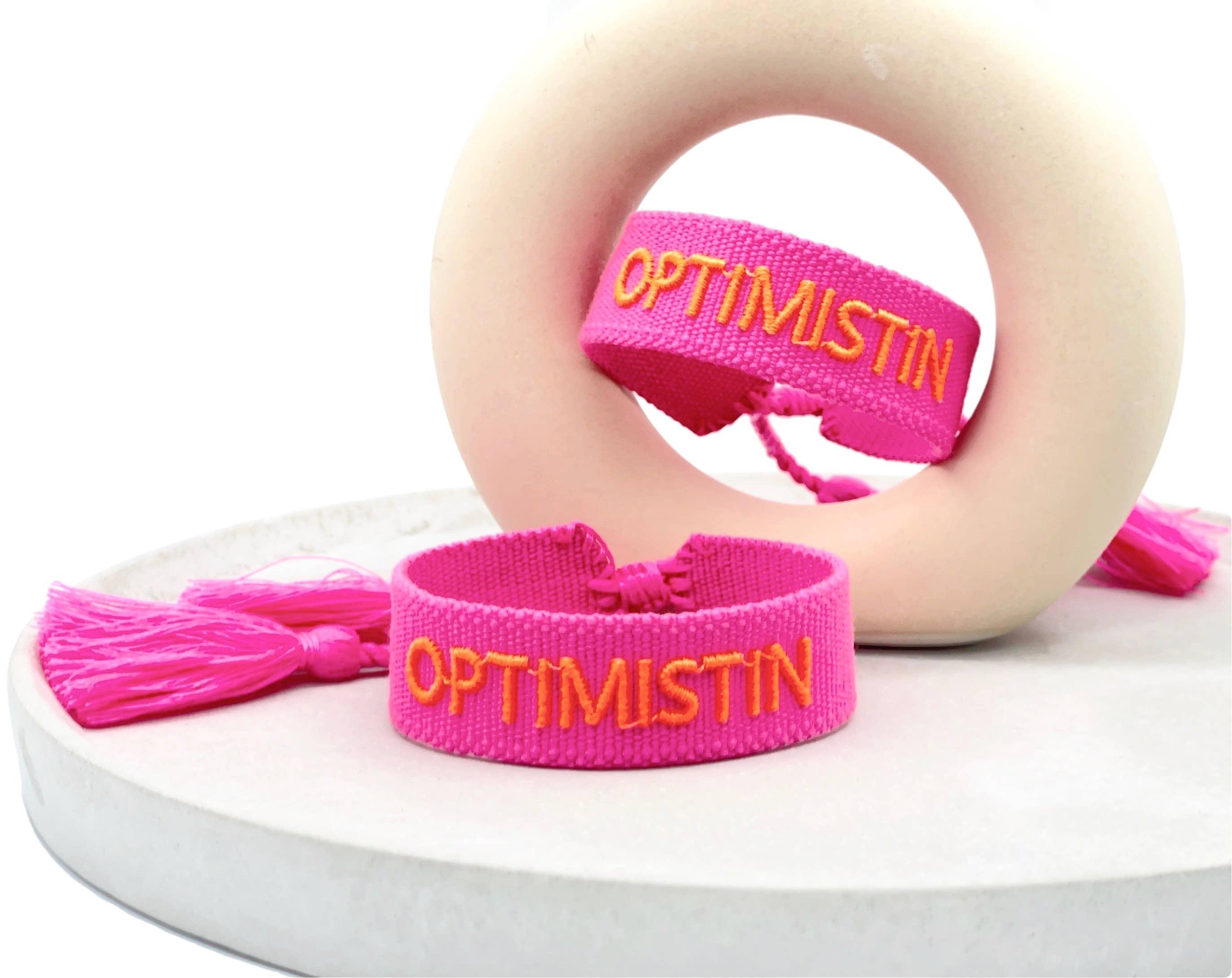 Pulsera llamativa OPTIMISTIN tejida y bordada - contigosoy